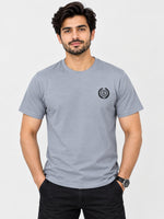 Men's Signature Emb. Round Neck Tee Shirt - Sky Gray