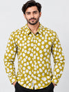 Men's Polka Dot Full Sleeves Casual Shirt - Mustard Yellow & White