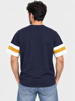 Oversize Down Shoulder Tee Shirt - Navy
