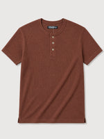 Exclusive Thermal Cotton Henley Tee Shirt - Brown