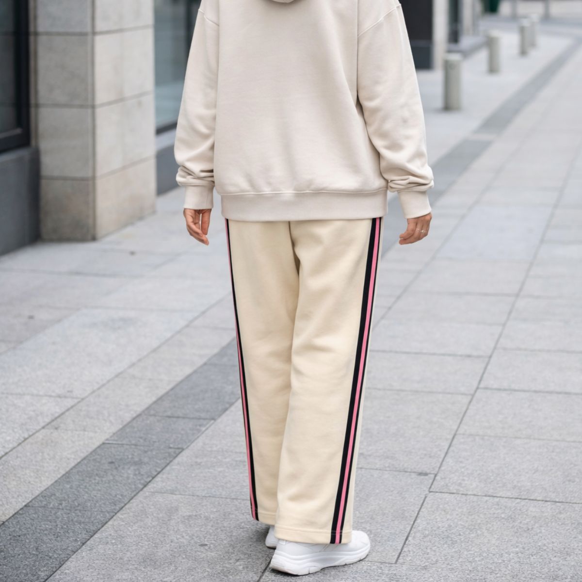 HG Women’s Relaxed Fit Terry Straight Trousers with Side Tape - Skin Brown