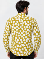 Men's Polka Dot Full Sleeves Casual Shirt - Mustard Yellow & White