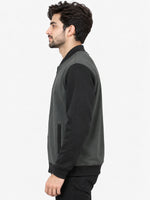 HG Contrast Sleeves Exclusive Fleece Zipper Jacket - Gunmetal Gray