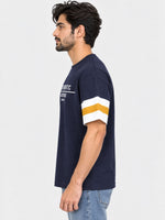Oversize Down Shoulder Tee Shirt - Navy