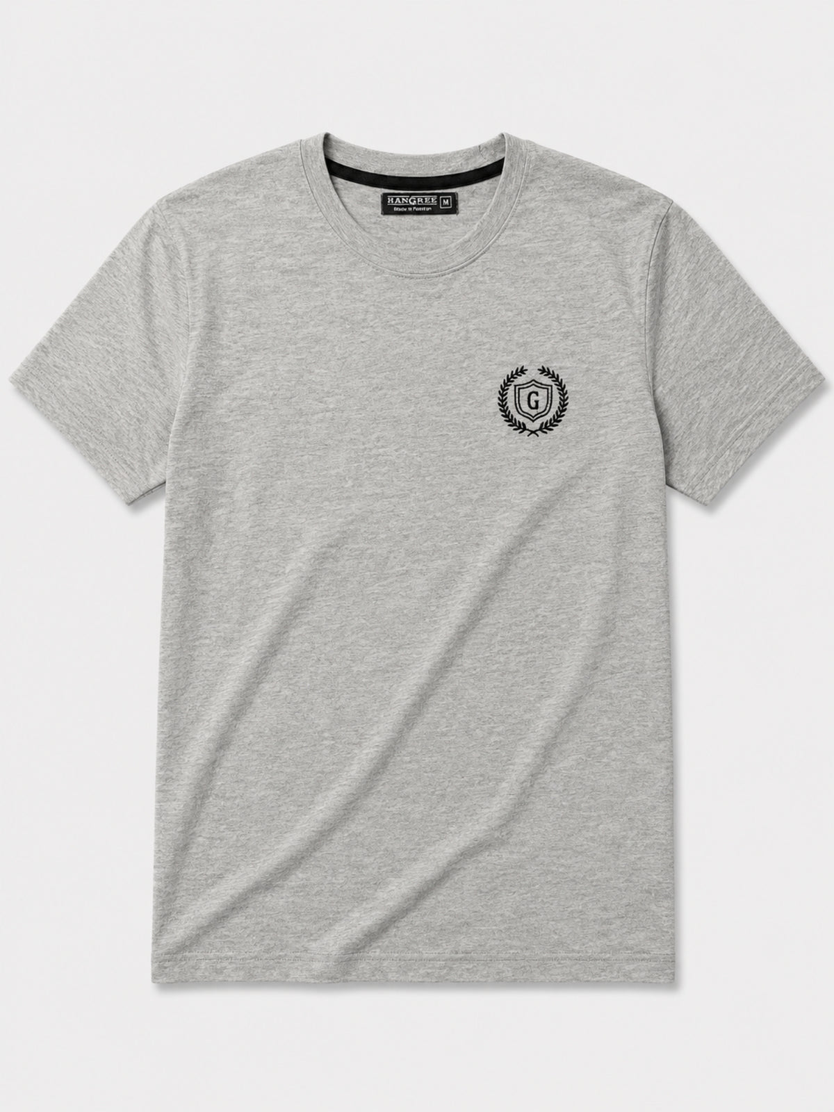 Men's Signature Emb. Round Neck Tee Shirt - Light Gray