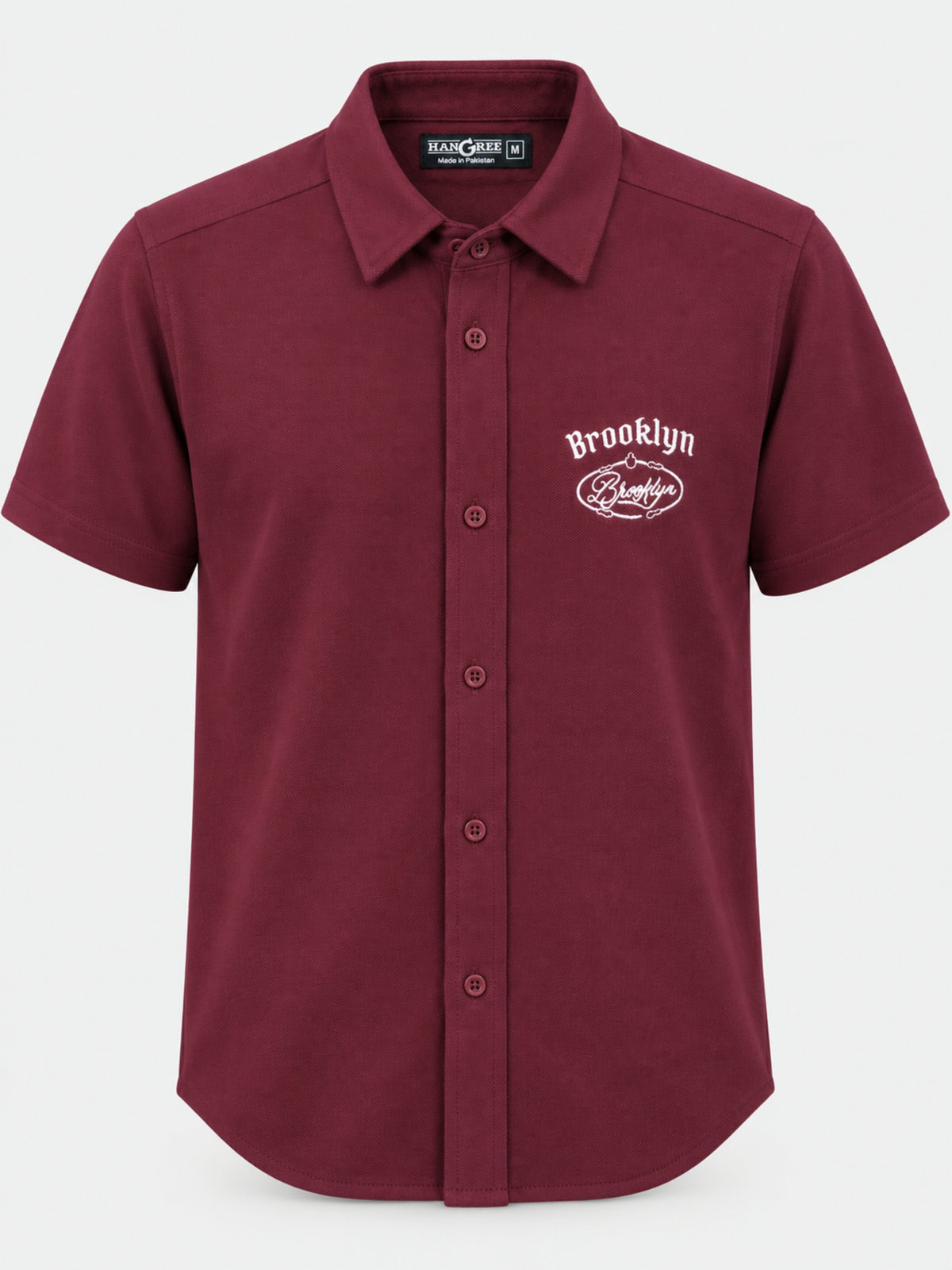 Classy "Brooklyn" Embroidered Soft Cotton Casual Shirt - Maroon