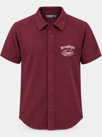 Classy "Brooklyn" Embroidered Soft Cotton Casual Shirt - Maroon