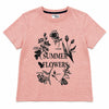 Girls’ Summer Flowers Graphic Printed T-Shirt – Peach