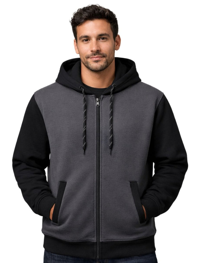 HG Two-Tone Fleece Zip-Up Hoodie – Gunmetal Gray & Black