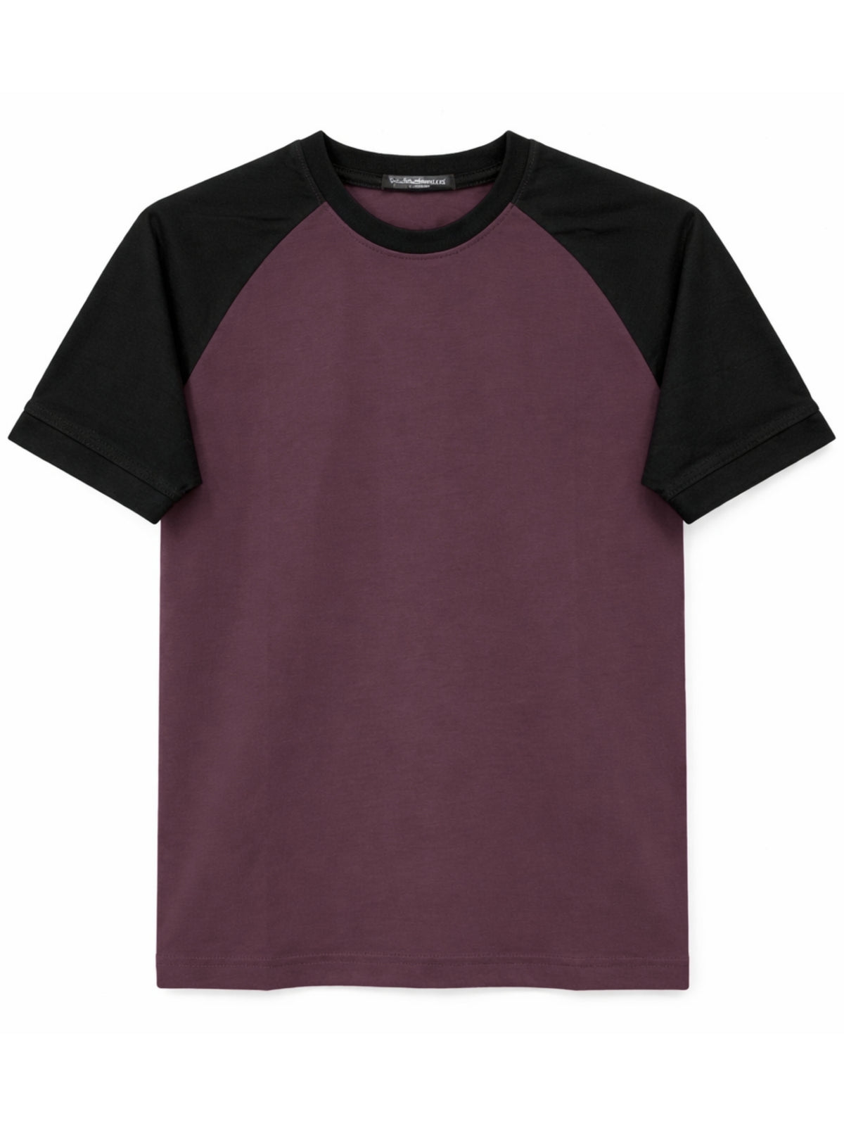 Men's Classic Raglan Tee Shirt - Dark Burgundy & Black