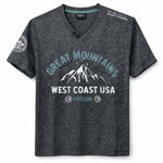 Men's Graphic Printed V Neck Tee Shirt - Charcoal Gray