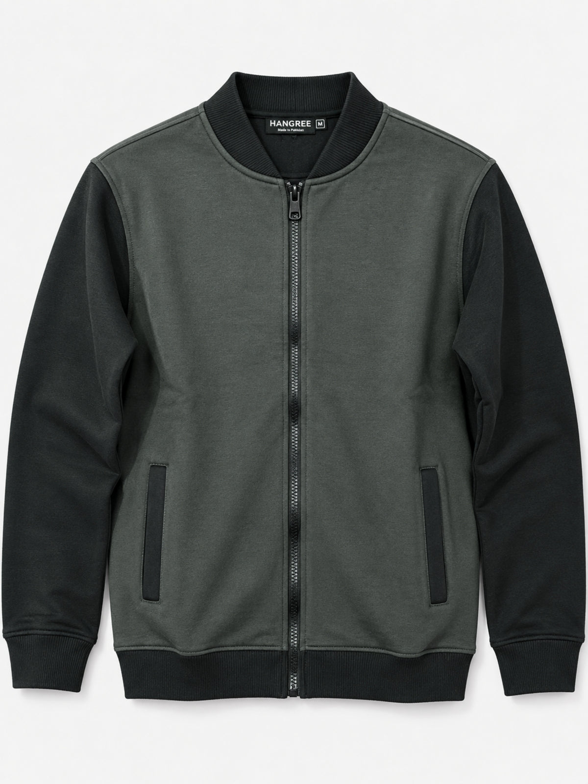 HG Contrast Sleeves Exclusive Fleece Zipper Jacket - Gunmetal Gray