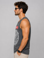 Men Graphic Printed ActiveFit Sleeveless Vest - Dark Gray