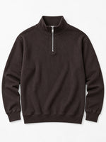HG Men's Mock Neck Rib Knitted Full Sleeves Zipper Shirt - Choclate Brown