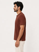 Exclusive Thermal Cotton Henley Tee Shirt - Brown
