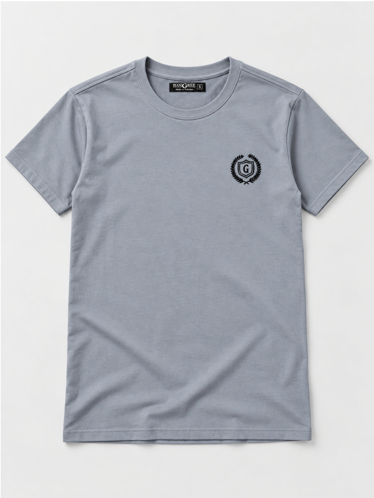 Men's Signature Emb. Round Neck Tee Shirt - Sky Gray