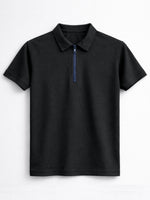 Men’s Premium Poly Wear Half-Zip Polo Shirt – Black