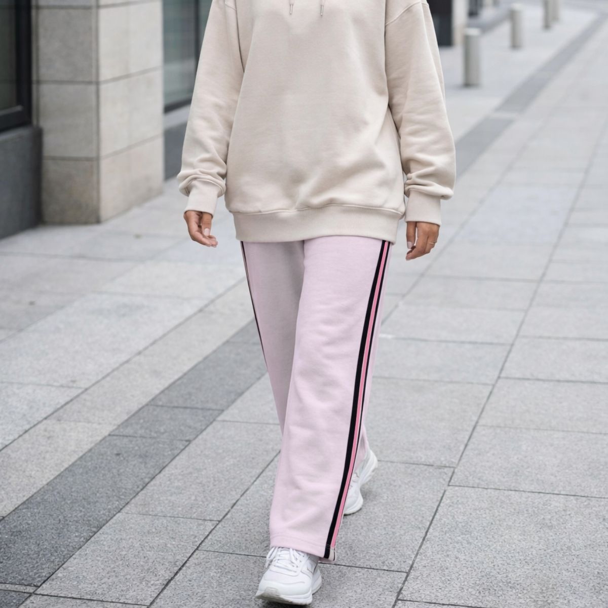 HG Women’s Relaxed Fit Terry Straight Trousers with Side Tape - Light Purple