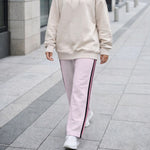 HG Women’s Relaxed Fit Terry Straight Trousers with Side Tape - Light Purple