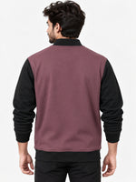 HG Contrast Sleeves Exclusive Fleece Zipper Jacket - Copper Rose