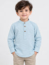 Boy's Mandarin Collar Kurta Style Casual Shirt - Sky