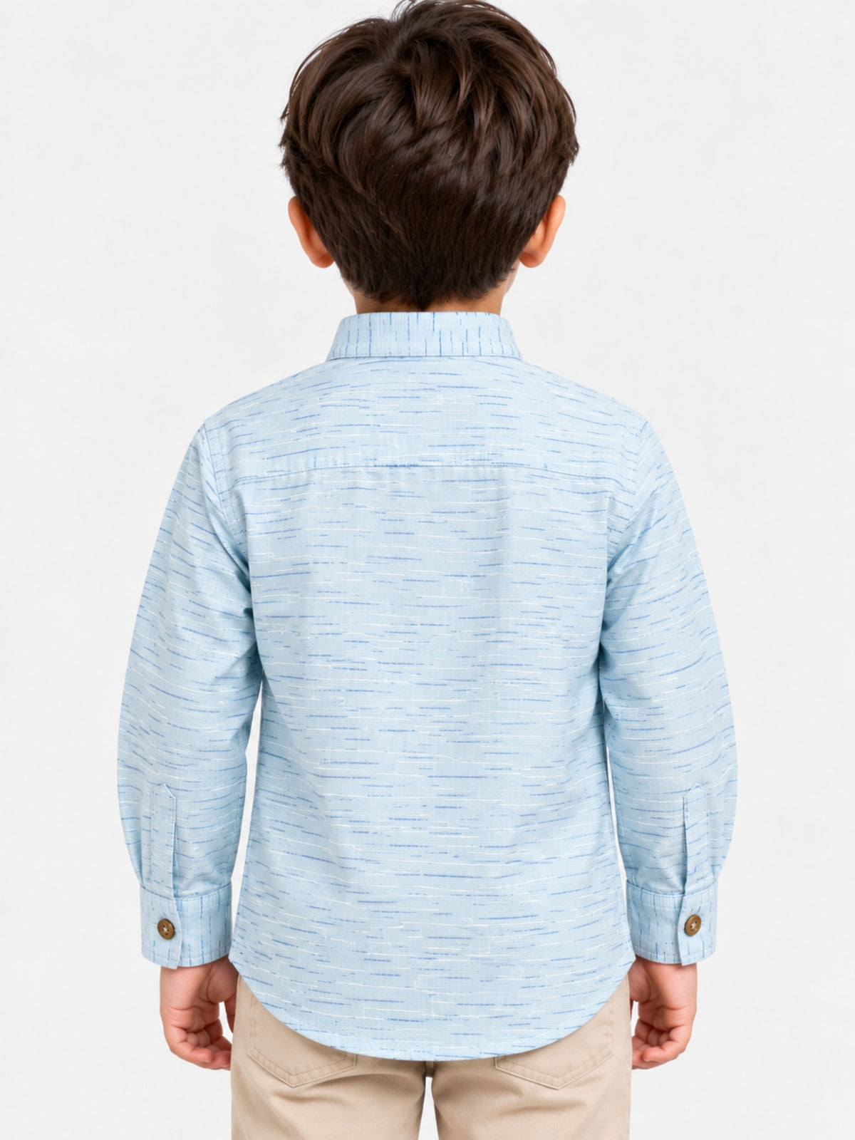 Boy's Mandarin Collar Kurta Style Casual Shirt - Sky
