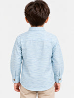 Boy's Mandarin Collar Kurta Style Casual Shirt - Sky