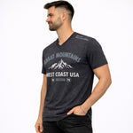 Men's Graphic Printed V Neck Tee Shirt - Charcoal Gray