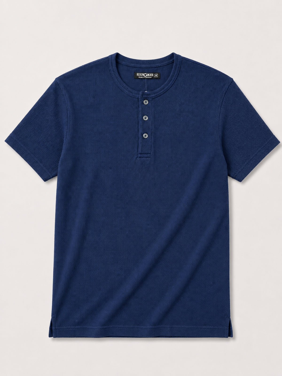 Exclusive Thermal Cotton Henley Tee Shirt - Navy