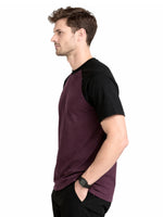 Men's Classic Raglan Tee Shirt - Dark Burgundy & Black