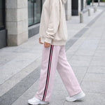 HG Women’s Relaxed Fit Terry Straight Trousers with Side Tape - Light Purple