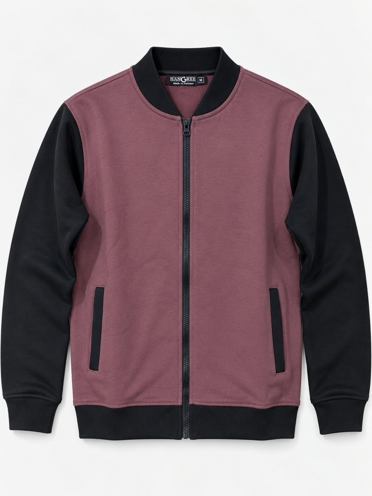 HG Contrast Sleeves Exclusive Fleece Zipper Jacket - Copper Rose