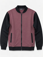 HG Contrast Sleeves Exclusive Fleece Zipper Jacket - Copper Rose