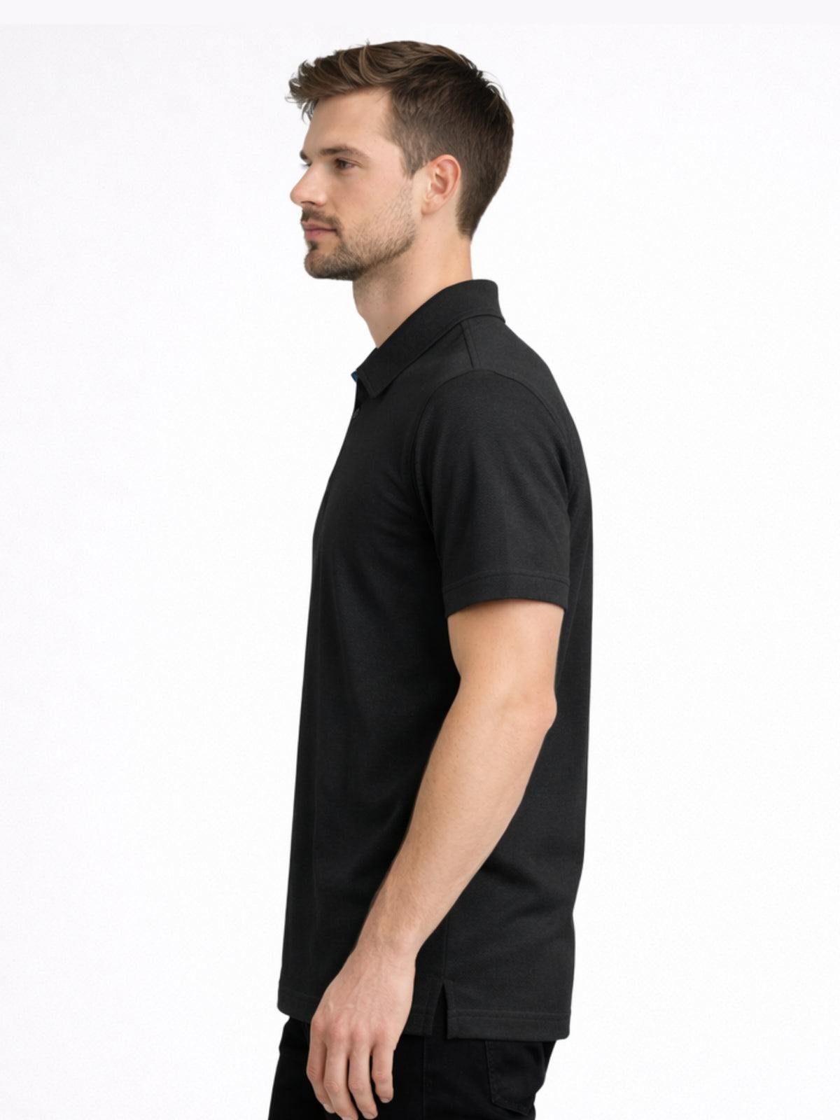Men’s Premium Poly Wear Half-Zip Polo Shirt – Black