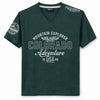 Men's Graphic Printed V Neck Tee Shirt - Jungle Green