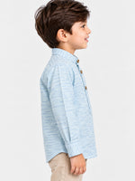 Boy's Mandarin Collar Kurta Style Casual Shirt - Sky