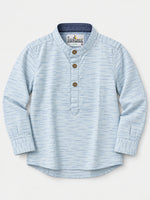 Boy's Mandarin Collar Kurta Style Casual Shirt - Sky