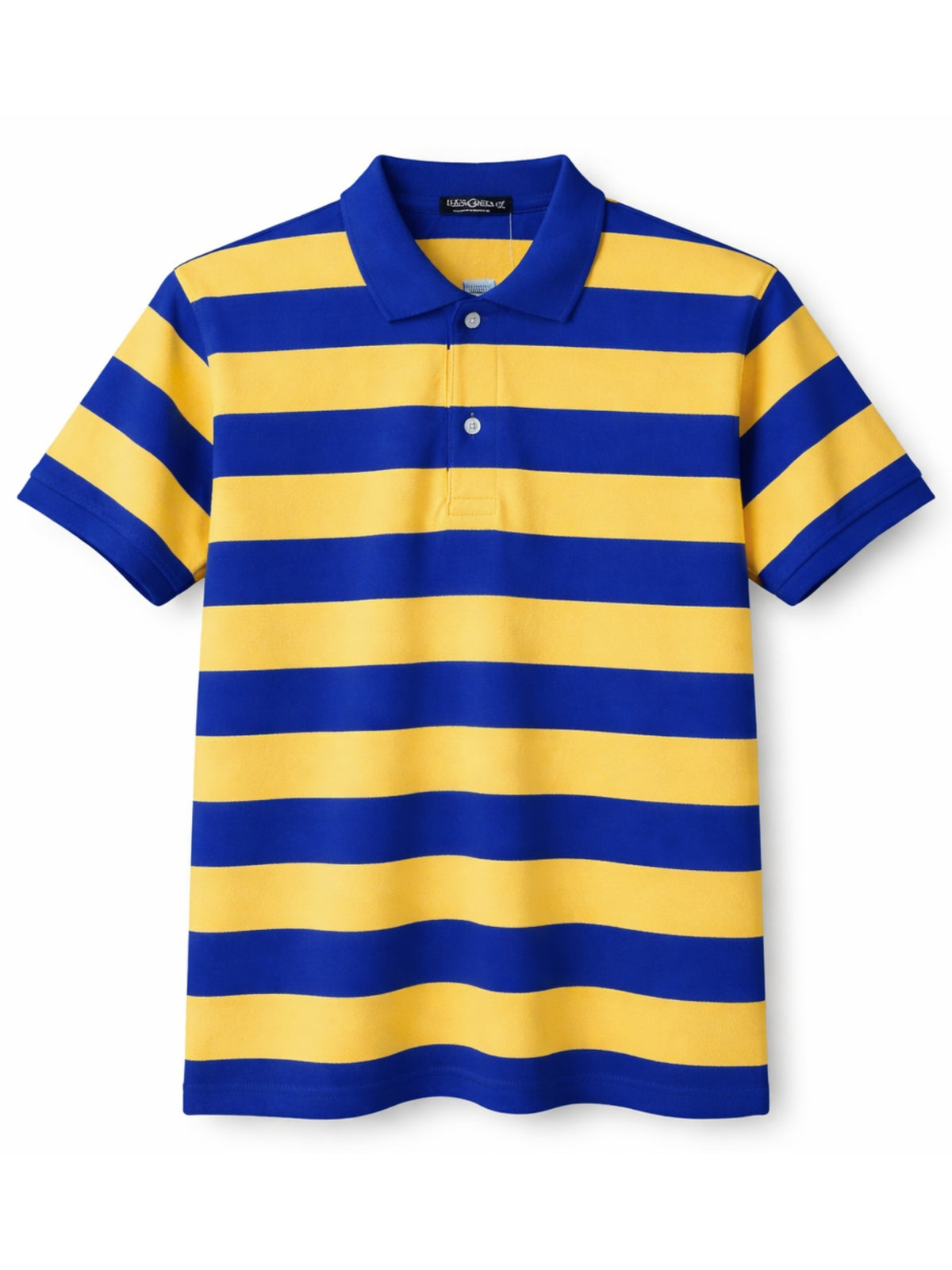 Men's Bold Stripes Jersey Polo Shirt - Royal Blue & Yellow