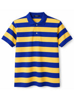 Men's Bold Stripes Jersey Polo Shirt - Royal Blue & Yellow