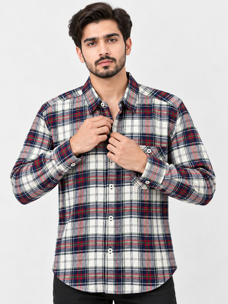 Men Unique Check Casual Shirt