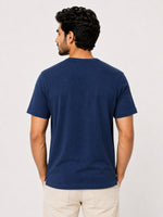 Exclusive Thermal Cotton Henley Tee Shirt - Navy
