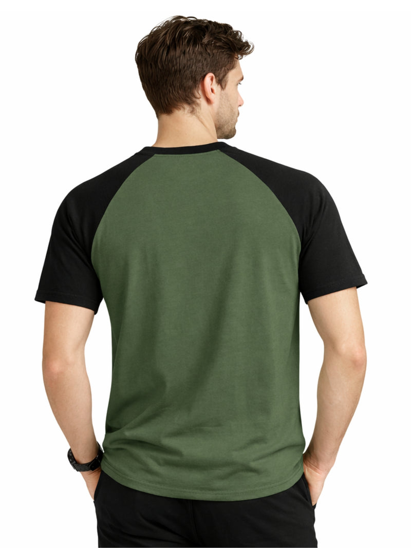Men's Classic Raglan Tee Shirt - Hazel Green & Black