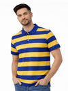 Men's Bold Stripes Jersey Polo Shirt - Royal Blue & Yellow
