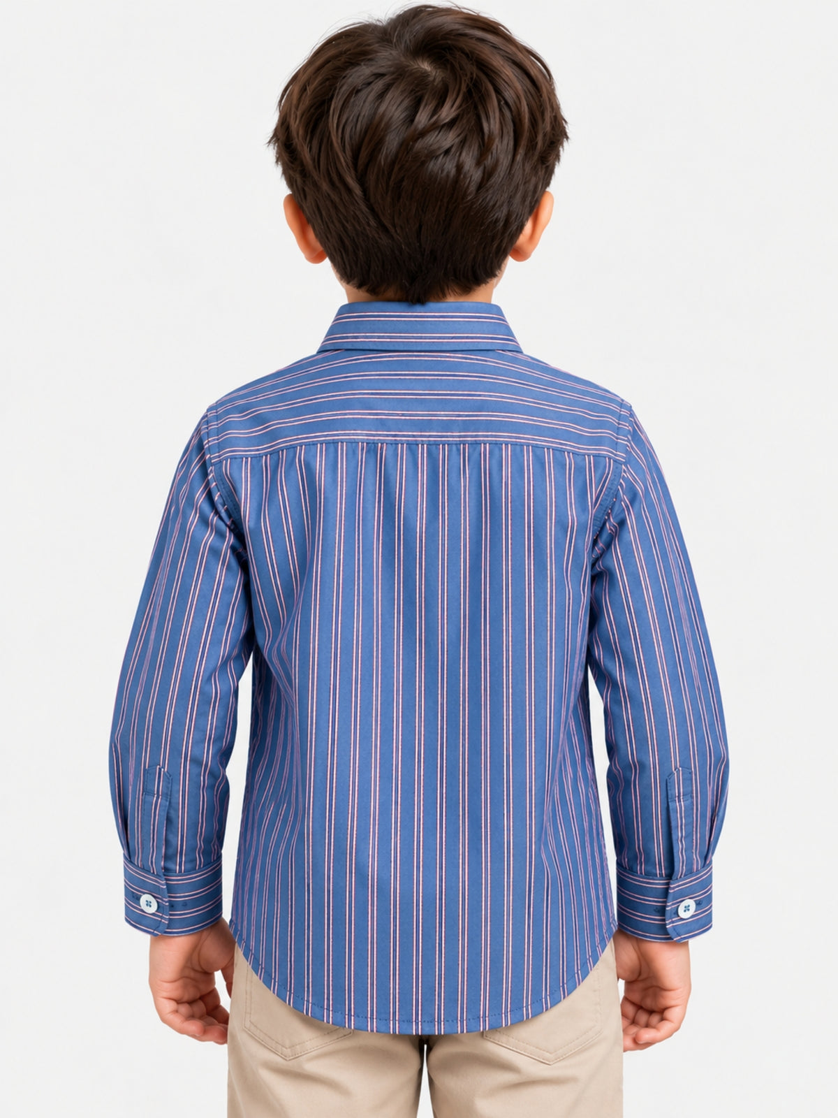 Boy's Multi Colour Lining Full Sleeves Casual Shirt