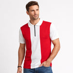 Men’s Premium Thermal Knit Half-Zip Polo Shirt – Red & White