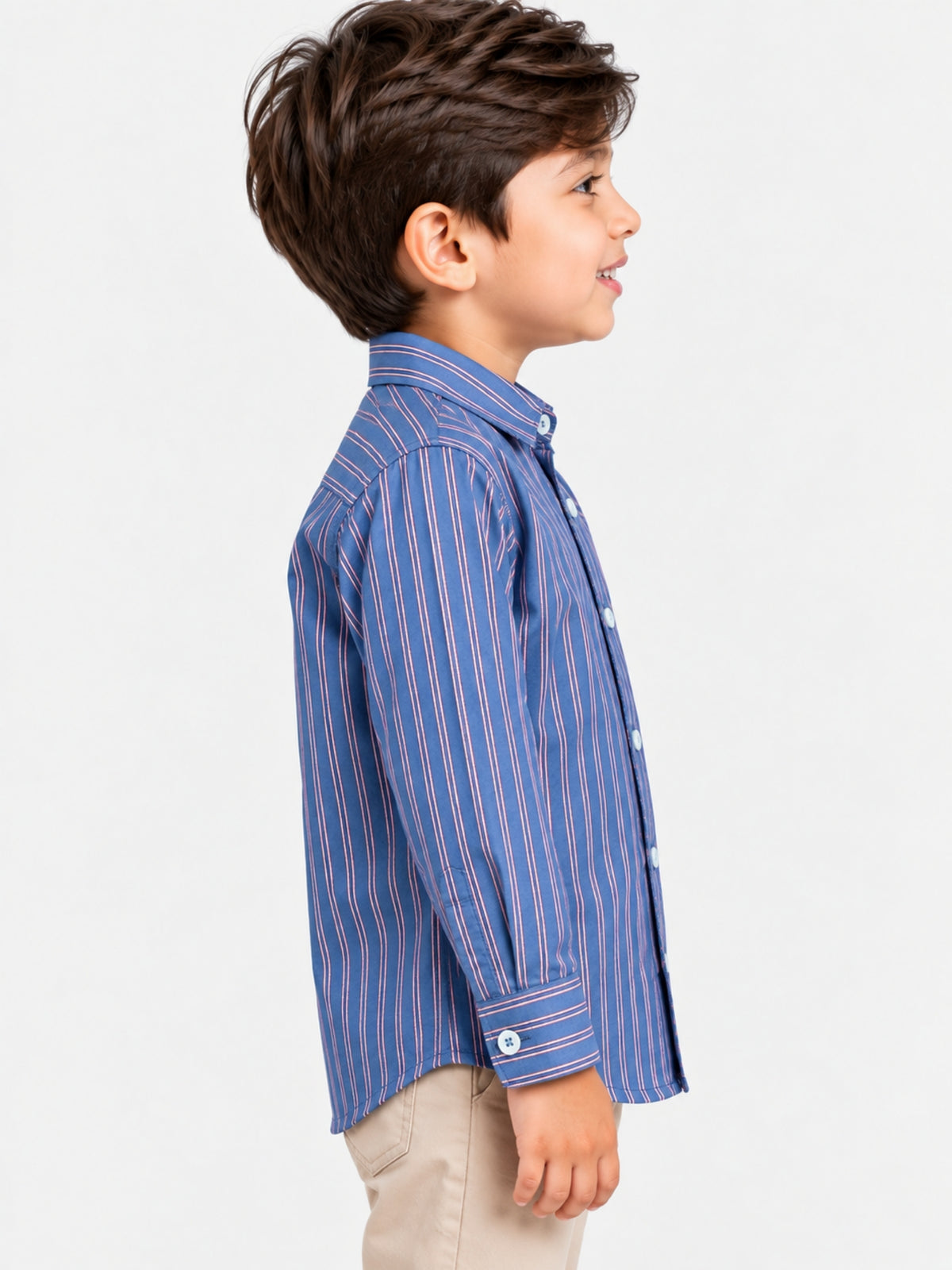 Boy's Multi Colour Lining Full Sleeves Casual Shirt