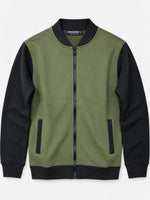 HG Contrast Sleeves Exclusive Fleece Zipper Jacket - Olive Green