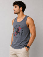 Men Graphic Printed ActiveFit Sleeveless Vest - Gray