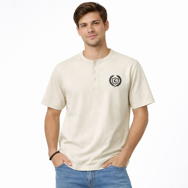Men's Signature Emb. Henley Tee Shirt - Skin