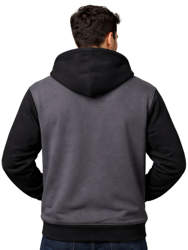 HG Two-Tone Fleece Zip-Up Hoodie – Gunmetal Gray & Black